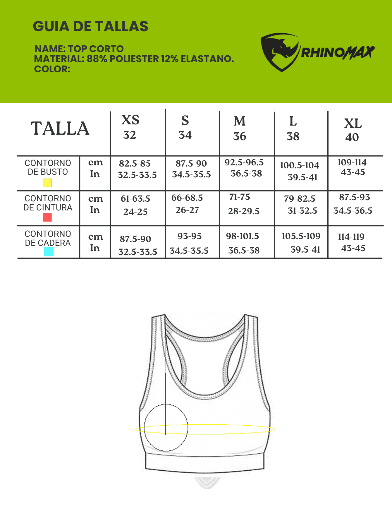 Top Corto Deportivo Rhinomax Modelo TOP4528 - Imagen 7